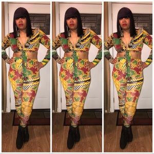 2 piece high waisted pants set!